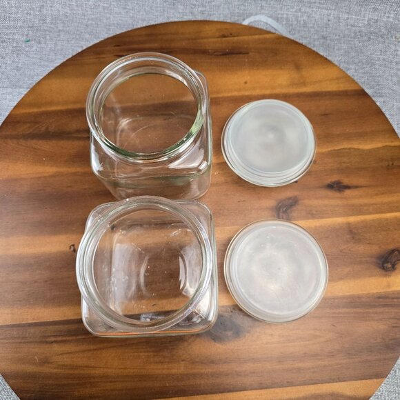 Set Of 2 Vintage Glass Apothecary Jars With Lids For Kitchen Storage Clear 6.5in - Picture 9 of 10